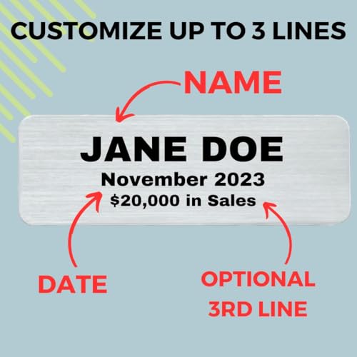 1x3 Personalized, Custom Engraved Name Plate Plaque, Gold or Silver Flexi-Brass Metallic Finish with Adhesive Backing, (Silver) - Thumbnail 5