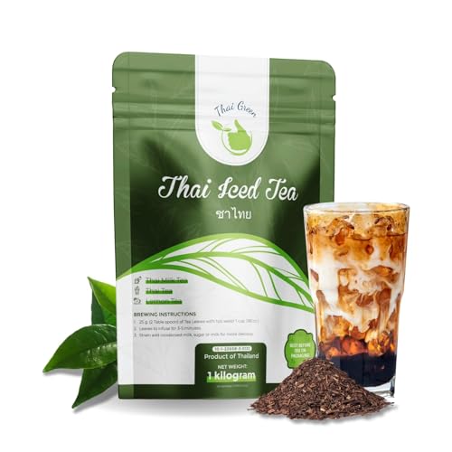 Black Thai Tea Leaves - Loose Thai Iced Tea Leaves - Premium Thai Black Chai Tea - Thai Flavored Black Tea Leaves for Thai Milk Tea, Iced Thai Tea, Lemon Tea, 1 Kg (Pack of 1)