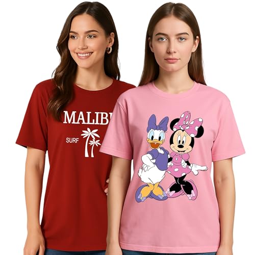 Image of My Swag Womens Half Sleeve Printed T-Shirts, Summer Wear, Typography Tshirts for Womens&Girls(Cotton, Pack of 2)
