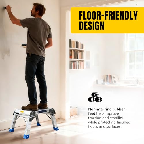 Paso stool Maxworks 80773 y banqueta de aluminio plegable con plataforma de trabajo 350 lbs 6