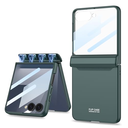 Coque Galaxy Z Flip 7 magnétique intégrale 360 avec protection d'écran couleur vert forêt SHIEID