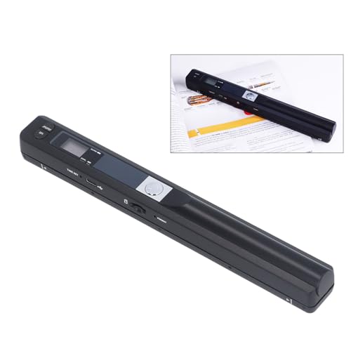 Scanner Portable, Scanner d'images Portable de 900 DPI avec étui, Scanner Photo avec Baguette de numérisation pour Documents A4 Images Pages Textes (Black)