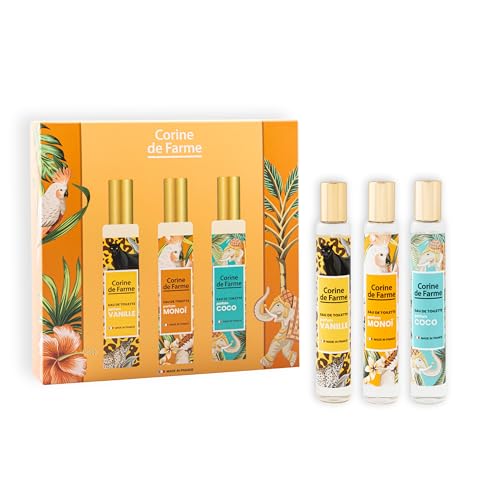 Corine de Farme - Coffret Parfums Monosenteurs Tropical - 3x30ml - Coco Vanille Monoï - Superposition Unique de Parfum - Gourmand - Frais - Ensoleillé