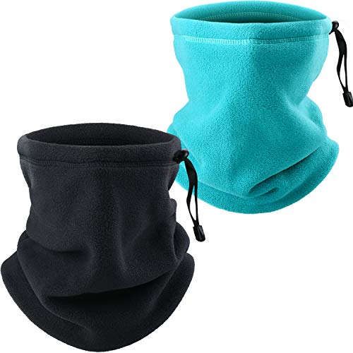 YOSUNPING Soft Fleece Neck Warmer Scarves Dustproof Face Mask Cover for Cold Weather Windproof Suitable for Ski Snowboard Motorbike Cycling Camping Fishing Men Women Black+Mars Green