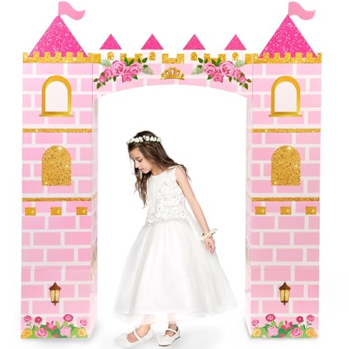 WERNNSAI Pink Princess Cardboard Castle Playhouse Princess Party Decoration