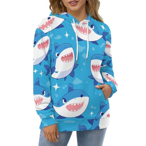 Sweat à capuche requin bleu unisexe taille S - 2