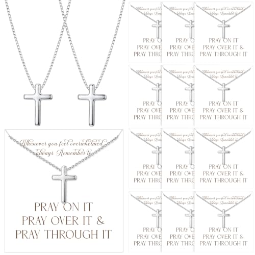 Yinkin 12 Sets Christian Gift Cross Necklace Bulk with Cards Silver Prayer by Yinkin - Used condition - US$12.80