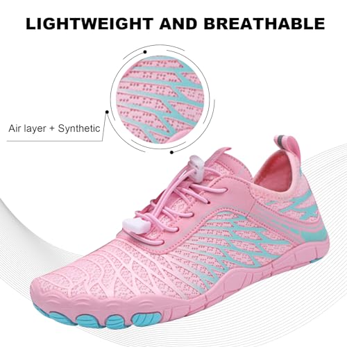 Image of Orgone Hike Footwear Barefoot Shoes Womens Mens, Pro Water Shoes Women Men Barefoot Hike Shoes Travel Shoes, Wide Toe Box Non-Slip Breathable Barefoot Shoes Pink
