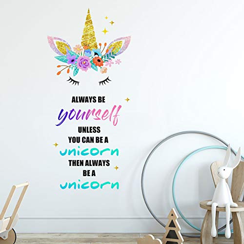 Sionoiur Unicorn Wall Decals Removable Wall Decor Always Be A Unicorn Colorful Quotes Vinyl Stickers Mural Home Decor Bedroom Nursery Birthday Party Christmas Gift for Girls Kids