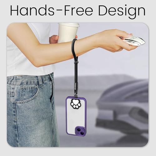 Velvoria Handschlaufe Lanyard Verstellbares mit Katzenpfoten-Pad Handgelenk Trageband Weiche Paracord Handschlaufe Kurz Handy Strap für die Meisten Smartphones, Schwarz