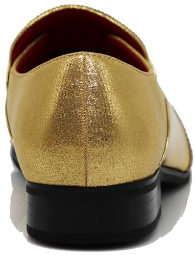 Image of Enzo Romeo Crisino Men Rhinestone Chrome Toe Suede Pointy Buckle Dress Loafer Slip On Shoes (Gold 03, US Footwear Size System, Adult, Men, Numeric, Medium, 10)