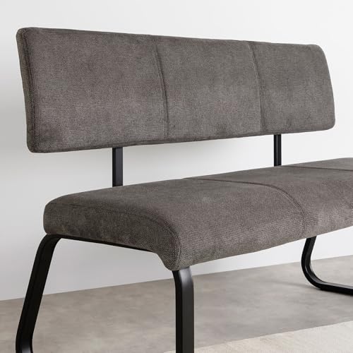 Banc VILAS 3 places tissu gris foncé, IDIMEX