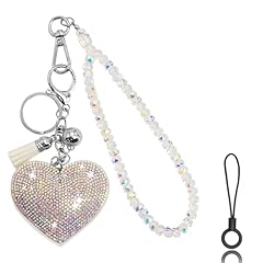 Dazzling Color Wrist Lanyard & Heart Keychain