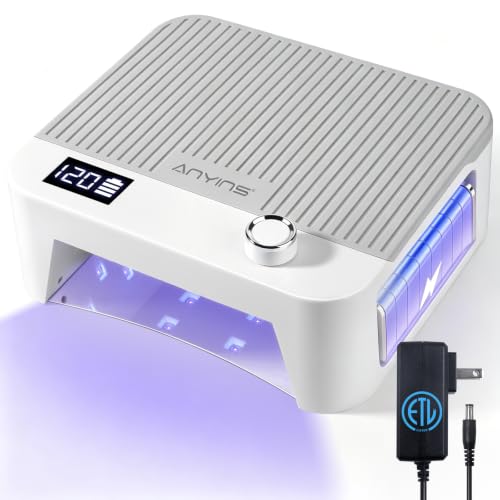 ANYINS Cordless UV Nail Lamp 120W, Professional UV LED Lamp for Gel Nails Long-Lasting 30Pcs Beads Gel Nail Light, Fast & Even Curing All Gel Polish with Smart Auto-Sensor for Home Salon DIY Grey