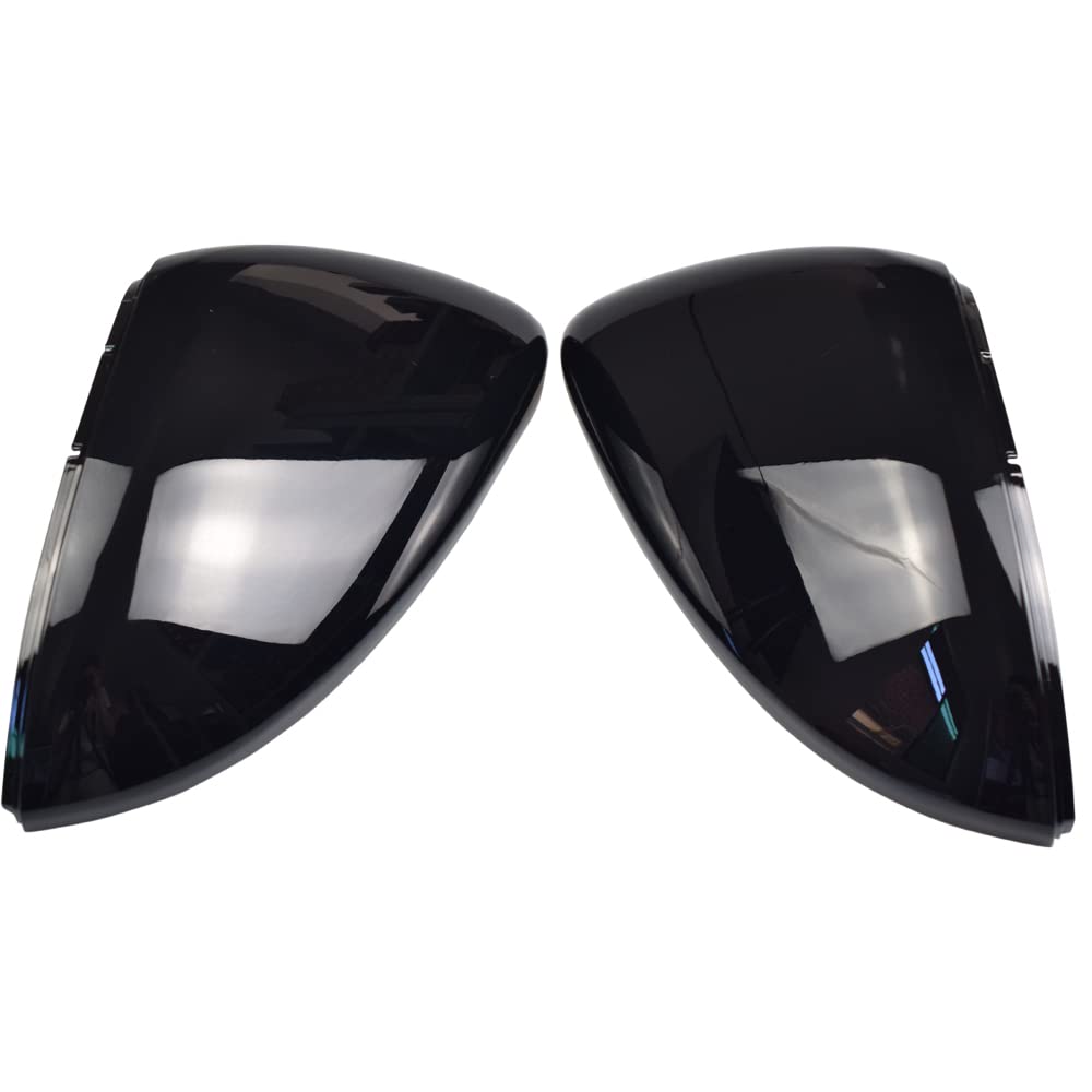 1 par vista trasera espejo cubierta izquierda derecha espejo lateral cubiertas tapas para VW Golf 7 MK7 7.5 GTI 7 Golf 7 R (Negro brillante)