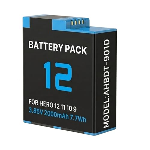 2000mAh Ersatz Akku für GoPro Hero 12 Hero 11/10/9 Kamera AHDBT-901 ADBAT001 ADDBD-211 Li-Ion