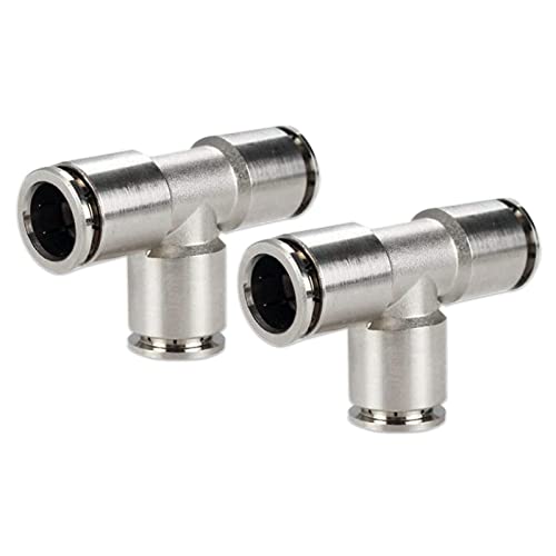 Vigor 2Pcs Union Tee Push To Connect Fittings Brass Quick Connect Fittings Copper Nickle-Plated 3 Way Tee Shaped Union Adapter Fitting (1/4" X 1/4'' X 1/4'' Tube Od) #TOP20