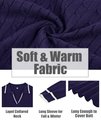 Image of CARCOS Plus Size Sweaters for Women Long Sleeve Pullover Sweaters Lapel Collared Vneck Knit Jumper Tops Fall Winter XL-5XL