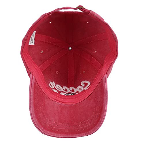 Image of Distressed Soccer Mom Baseball Cap for Women, Adjustable Washed Embroidered Sun Hat for Mama