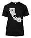 California State Map - Cali Bear Men's T-shirt (Large, BLACK)