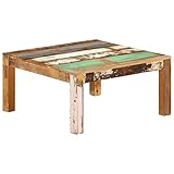 Esta clásica mesa de centro está hecha de madera maciza reciclada y da un toque es estilo rústico a la decoración de tu hogar.