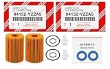 2 Pack Genuine 04152-YZZA5 Engine Oil Filter + ATRONYX 90430-12031 Drain Plug Washer Set –