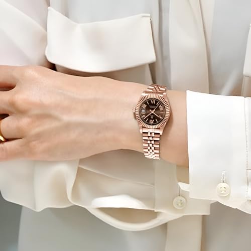 Image of Carlton London Harper Women Analog Watch, Round Dial, Stainless Steel Strap, Quartz Movement, Rose Gold Finish, 30M Water Resistant |