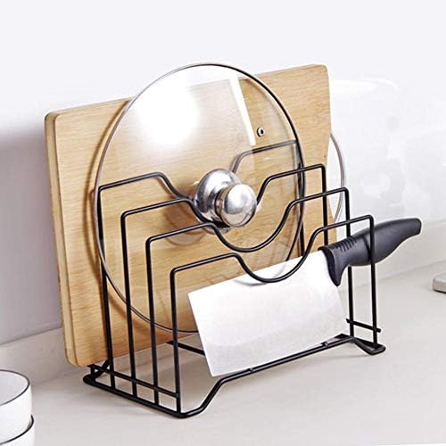 knowledgi Pot Lid Organizer Rack Metal Wire Cookware Organizer Rack Expandable Kitchen Pan and Pot Organizer Rack for Vertical or Horizontal Placement of Skillets, Frying Pans, Lids