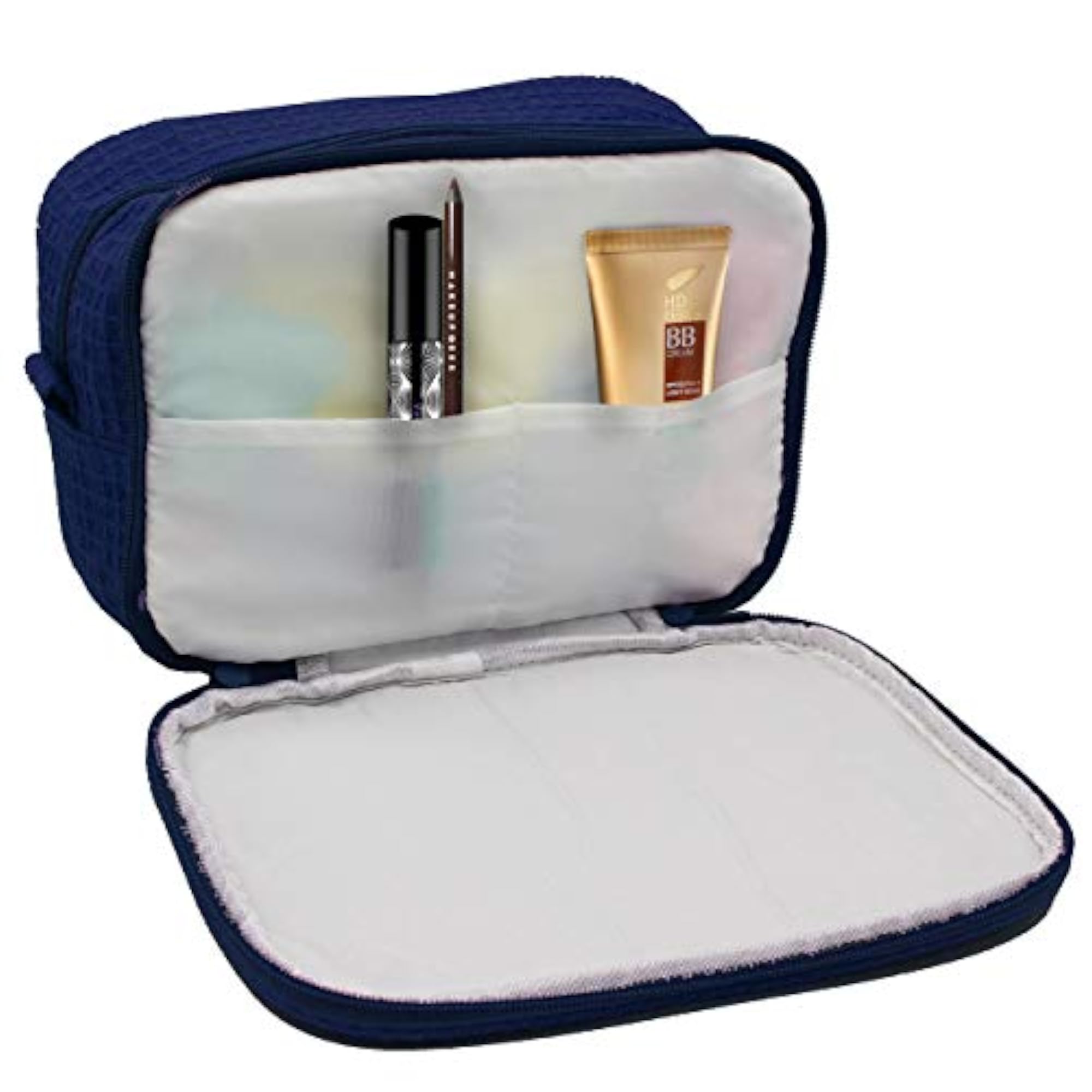 Personalized Bridesmaid Makeup Bag, Monogrammed Navy Blue