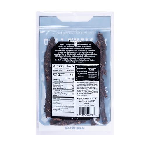 Image of No Mans Land Slow-Dried Beef Jerky | Smoked & Seasoned Jerky Strips | High Protein, Low Carb Beef Snack | Gluten Free - MILD (8.5oz)