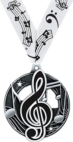 Music Medals - 2.25" Silver Music Medal Awards Prime