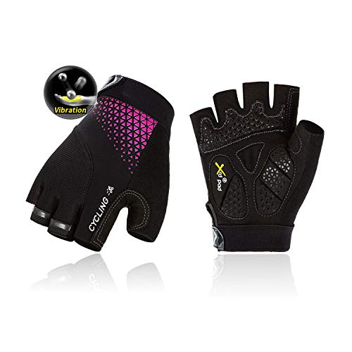 Vgo... 1-Pair Age 10-11 Junior Synthetic Leather Half Finger Cycling Gloves, Biking Gloves, Hiking, Gym, High Dexterity, Breathable, Vibration Grayucing, Anti-Slip, Washable (Size XS, Red, SL2512)