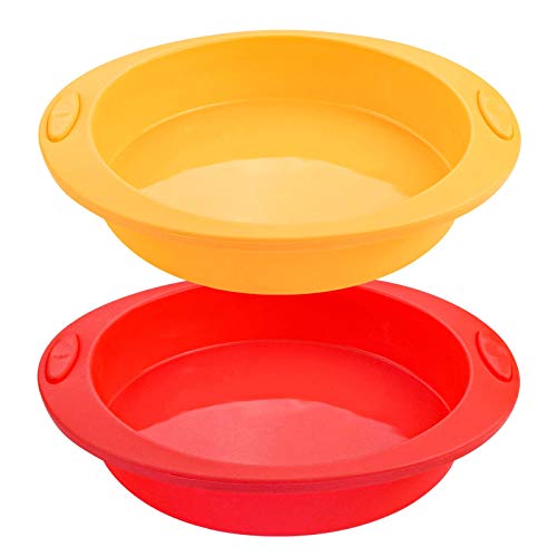 Webake 2 Pcs Round Cake Pan Silicone 9 Inch Cake Mold Layer Cake Baking Pan And 1 Pcs Brownie Pan Silicone Mini Loaf Pan, Rectangular Bar Mold For Soap, Candy, Bread Baking, Butter, Granola Snacks #TOP4