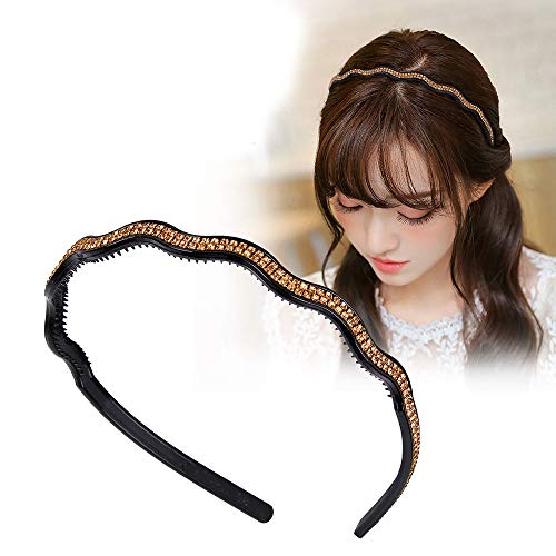 Numblartd Set Of 6 Wavy Shape Double Row Rhinestone Headband Hairband With Teeth - Fashion Head Band Hair Hoop Headwear Hair Accessory For Women (Color Random) #TOP1