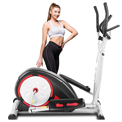 ANCHEER Elliptical Machine, Eliptical Exercise Machines with Pulse Rate Grips and LCD Monitor, 8 Resistance Levels Smooth Quiet Driven Exercise Equipment for Home Workouts Gym Office