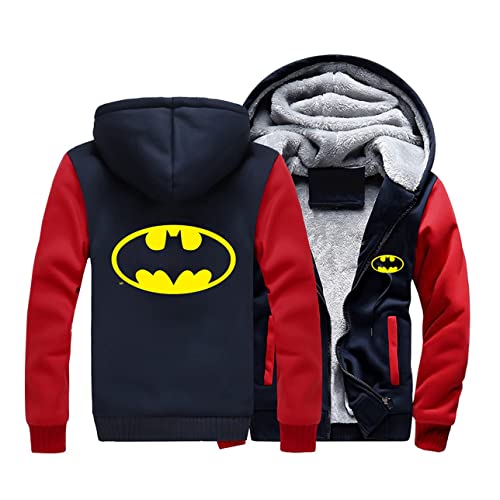 WENHUI Sweat à capuche pour hommes doublé en molleton - Batman Zip Up Hooded Sherpa Cardigan Veste épaisse Hiver Pull Manteau TopSherpa Hoodies(Color:A,Size:M) Cover
