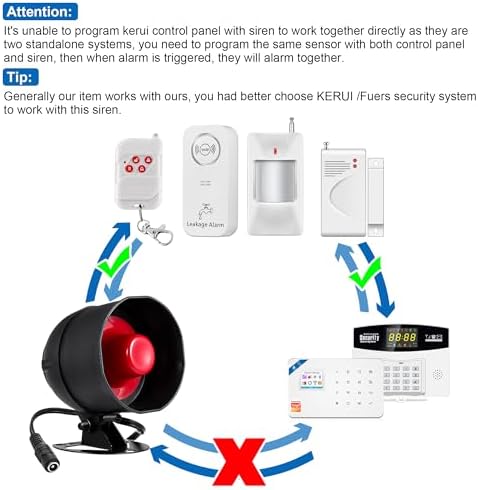 TOWODE Standalone Home Office & Shop Security Alarm System Kit, Wireless Loud Indoor/Outdoor Weatherproof Strobe Siren Horn with 2 Remote Control and 3infrared Motion Sensor Alarm - 3