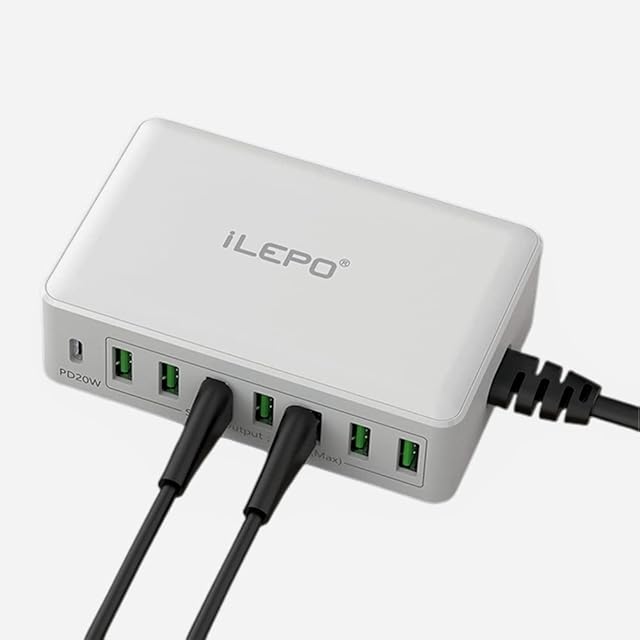 Multi USB Charger 60W Max Phone Charging Station, USB Multi Charger support USB C PD Fast Charger, 8 Port USB Charger Adapter Compatible with iPhone 13 12 11 Pro Max,iPad,Samsung,etc