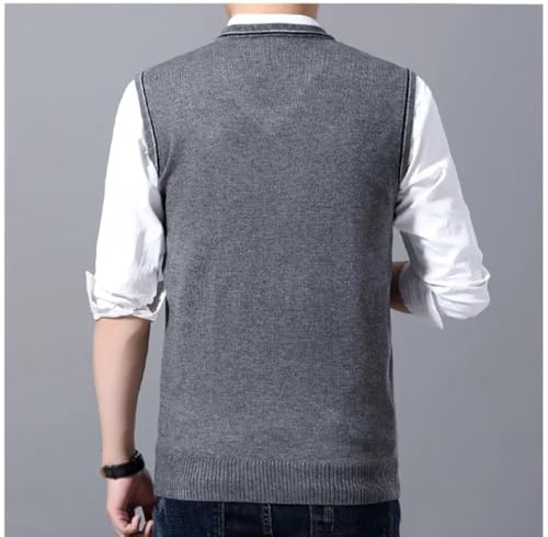 Mens Sweater Vest Wool Knitted V Neck Knit Vest Solid Sleeveless Pullover Soft Tops4