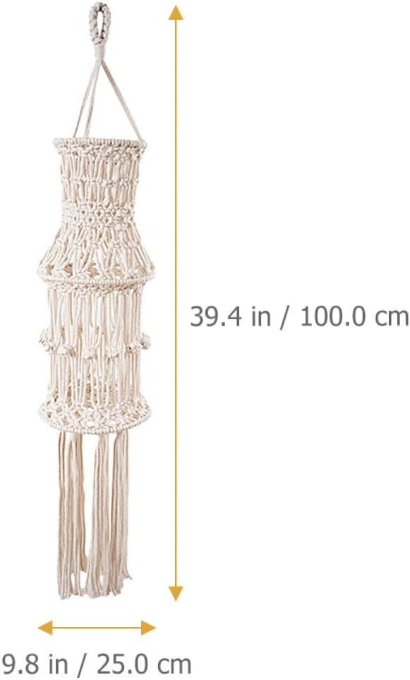 BESPORTBLE Macrame Lamp Shade Cotton Rope Woven Pendant Light Cover Bohemian Style Household Ceiling Fixture Shade for Indoor Home Decor and Wedding Decoration
