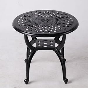 KAILI Outdoor Cast Aluminum Side Table Patio Side Table Backyard, Pool, Indoor, Easy Maintenance and Weather Resistant Coffee Table Porch Table Bistro Table (20.8round-Black) KAILI Outdoor Cast Aluminum Side Table Patio Side Table Backyard Pool Indoor Easy Maintenance and Weather Resistant Coffee Table Porch Table Bistro Table 208round Black