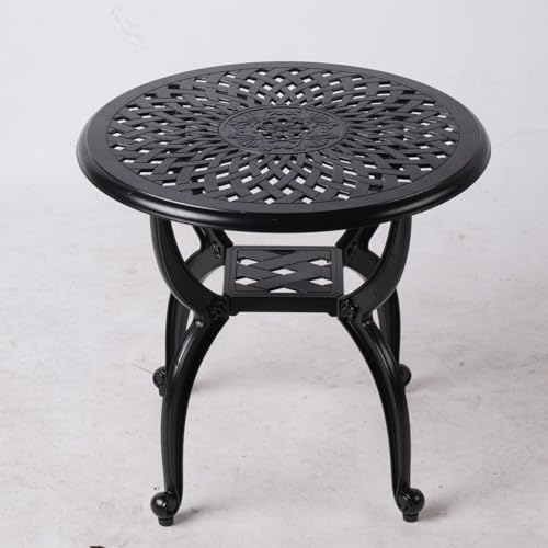 KAILI-Outdoor-Cast-Aluminum-Side-Table-Patio-Side-Table-Backyard-Pool-Indoor-Easy-Maintenance-and-Weather-Resistant-Coffee-Table-Porch-Table-Bistro-Table-208round-Black KAILI Outdoor Cast Aluminum Side Table Patio Side Table Backyard Pool Indoor Easy Maintenance and Weather Resistant Coffee Table Porch Table Bistro Table 208round Black