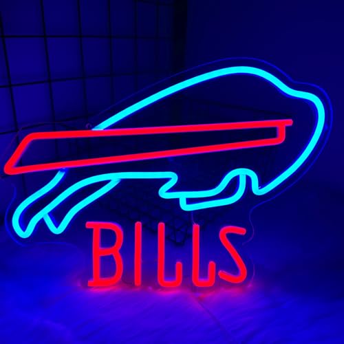 Buffalo Neon Signs Football LED Neon Lights Signs for Wall Decor USB Powered Sports Team Neon Wall Light Sign for Man Cave Beer Bar Pub Boys & Teens Room Decor