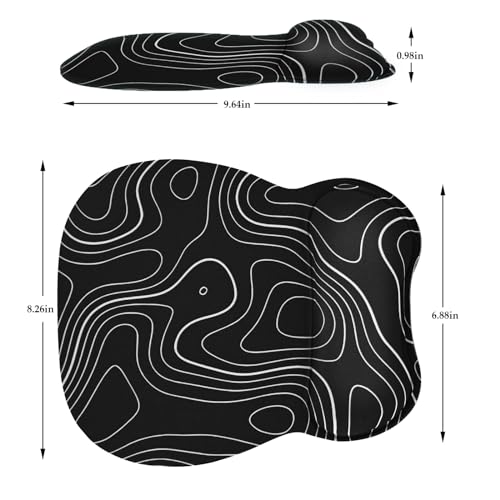 Image of EooCoo Ergonomic Mouse Pad with Wrist Support, Non-Slip Base Mouse Mat for Internet Cafe, Home & Office - Black Ripple