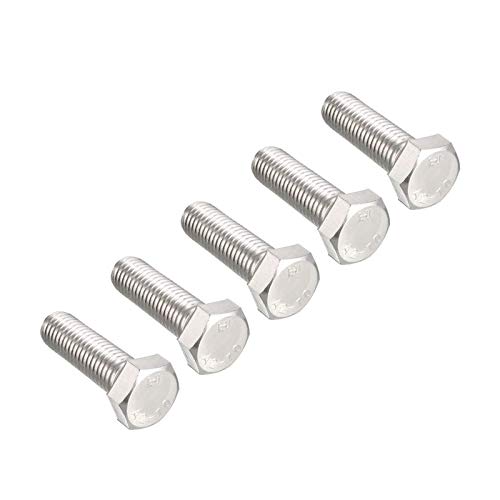 Image of 5 Pcs M12 Hex Bolt M12-1.75 x 40mm UNC Hex Head Screw Bolts A2-70(304) Stainless Steel Fully Threaded Hex Tap Bolts,Plain Finish,Fully Threaded (M12 x 40mm)