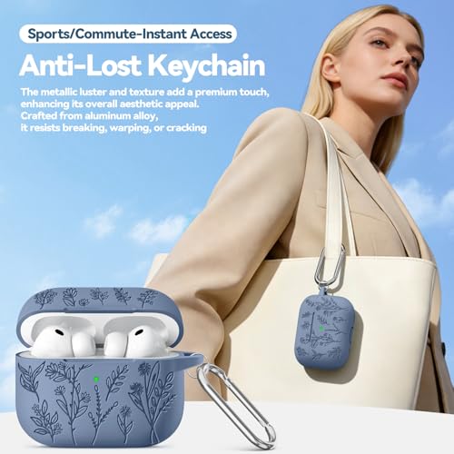 Image of Ekoonpft for Airpods Pro 3 Case, Flower Engraved Cases for Apple AirPods Pro 3rd Generation 2025, Soft Silicone Cover for Men Women Girly with Cleaning Kit & Keychain, Anti-Scratch, Shockproof