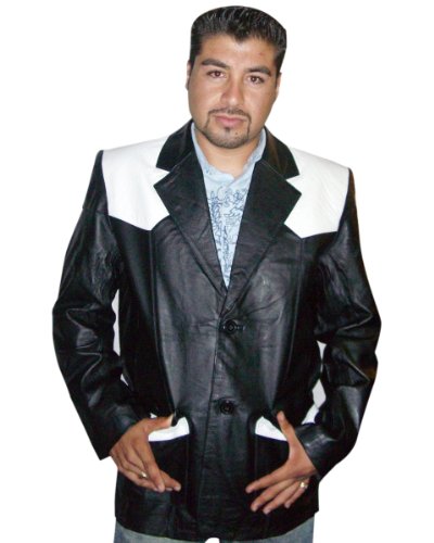 Dona Michi Men's Western Blazer Black and Beige Genuine Leather3