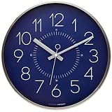 Marksson - Kinney's Silent Wall Clock - 12 inch Quartz Blue Clock - Quiet, Non-Ticking Battery Opera