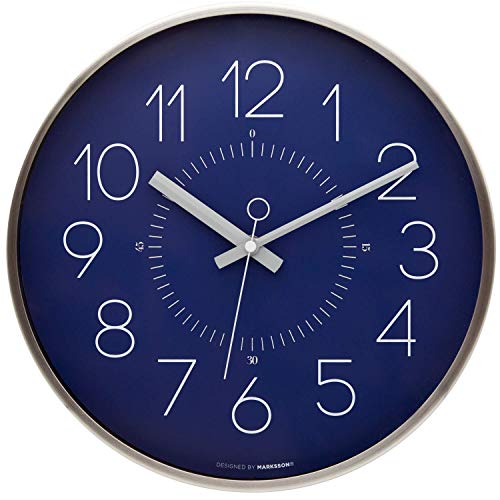 Marksson - Kinney's Silent Wall Clock - 12 Inch Quartz Blue Clock - Quiet, Non-Ticking Battery Operated - Minimalist Wall Decor - For Kitchen, Office, Living Room, Bedroom & Kid's Room (Kinclock-Blue) #TOP2