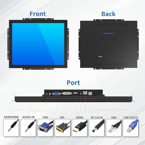 Image of 19 Inch Open Frame Touch Monitor, PCAP 10-Point Touch Industrial Touchscreen Monitor, with HDMI /VGA /DVI Interface, Active Matrix TFT LCD,LED Backlight, with VESA Mount